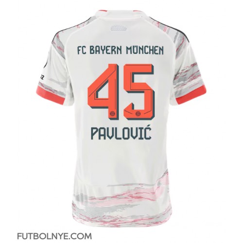 Camiseta Bayern Munich Aleksandar Pavlovic #45 Visitante Equipación para mujer 2025-26 manga corta